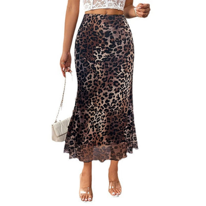 Kjol Dam Figurnära Leopardmönster Polyester Elastan 6