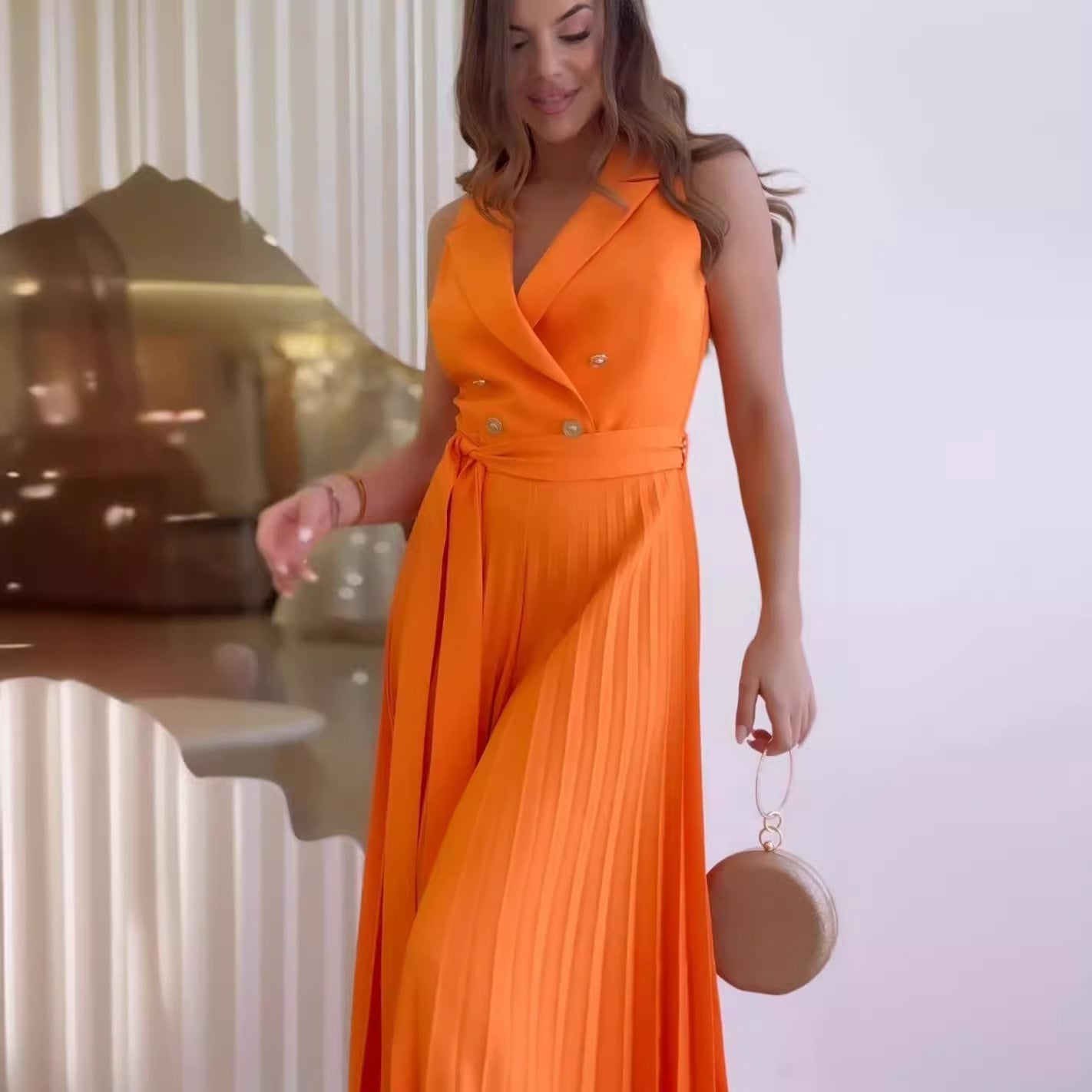 Dam Midikjol Veckad A-Linjeformad Polyester 2