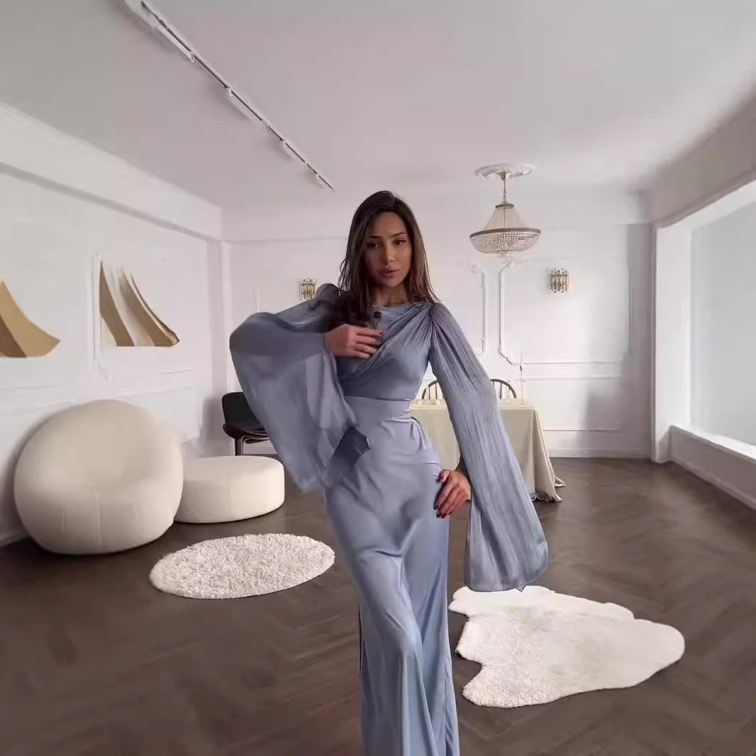 Damkläder Fishtail Kjol och Topp med Hög Midja Polyester-2