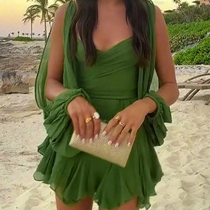 Damklänning Slim Fit Långärmad Oregelbunden Polyester-2