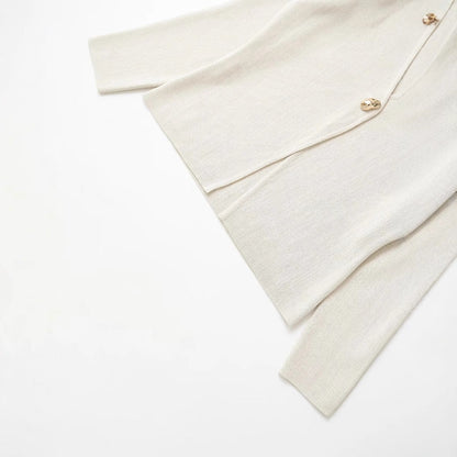 Kvinnors Cardigan V-Hals Mjuk Stickad Komfortabel Design-4