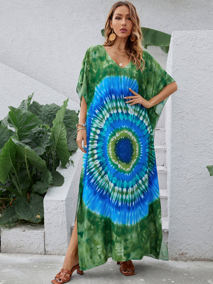 Damklänning A-linjig Blommönster Polyester för Sommaren 5