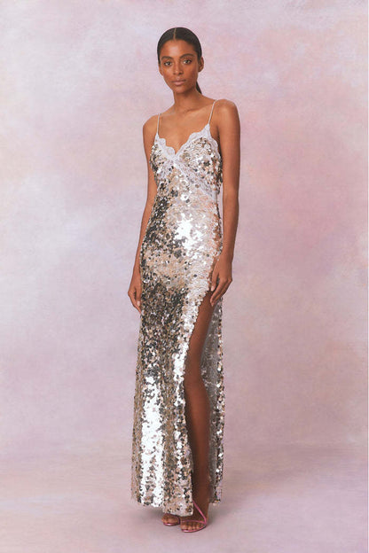 Dam Paljettklänning Ärmlös Ruffled Spandex för Festliga Tillfällen-3