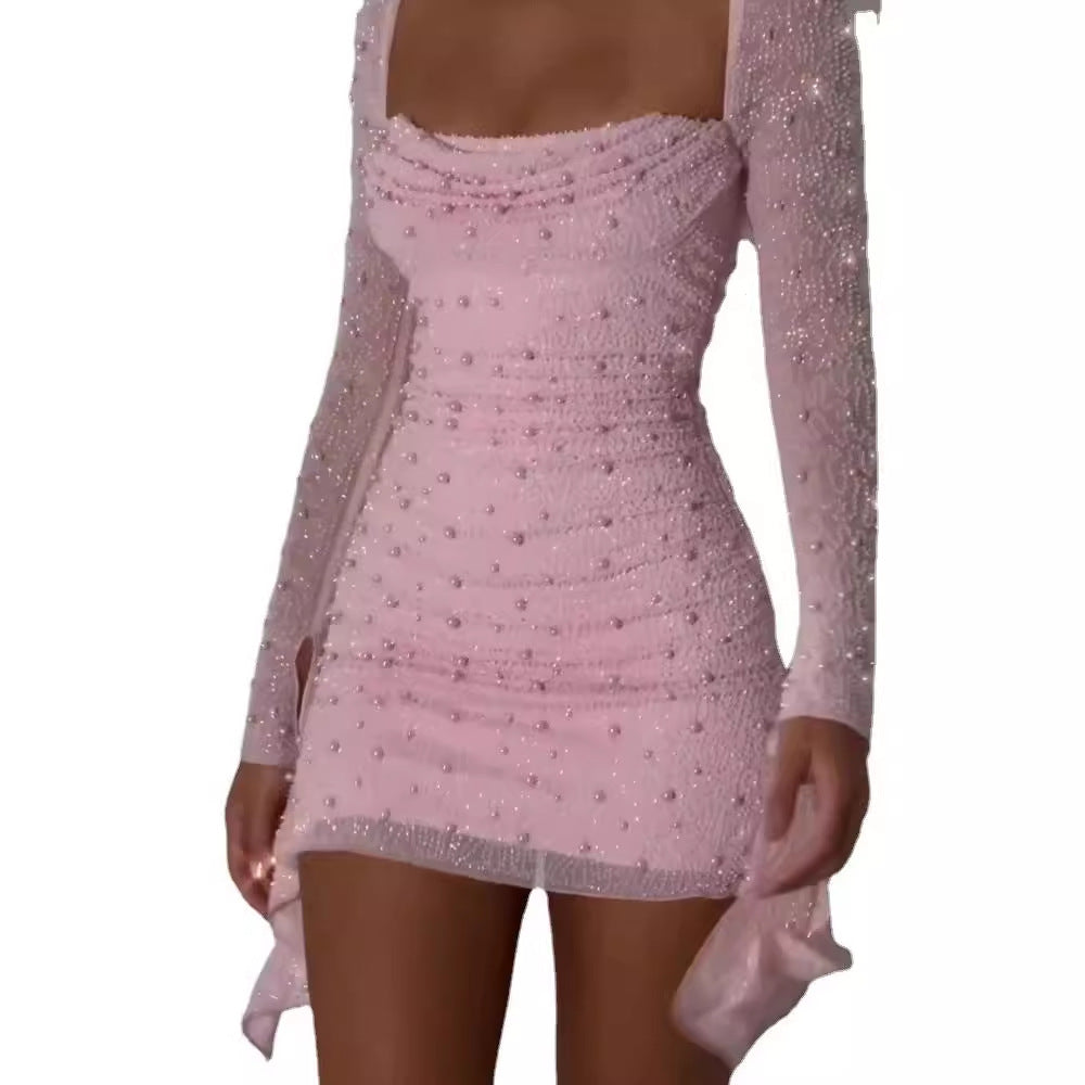 Dam Klänning Slim-Fit A-Line Off-Shoulder Vävt Tyg-3