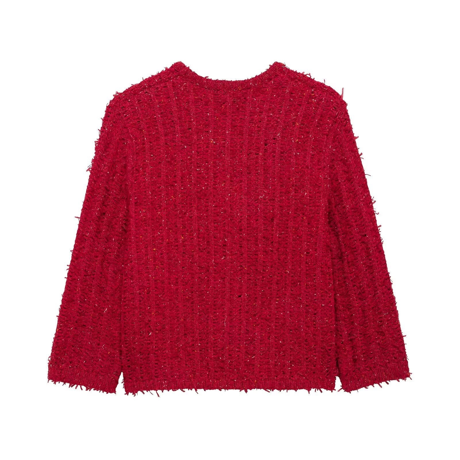 Dam Tröja Långärmad Patchwork Mjuk Bomull 5