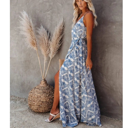 Dam Maxi Klänning Blommig Midi Polyester Fina Dam Klänningar-3