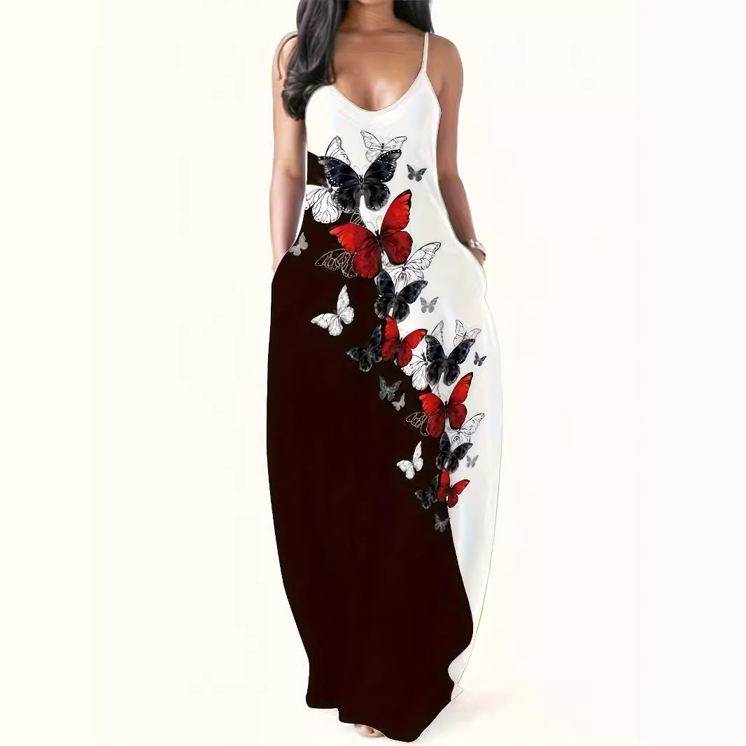 Fina Dam Klänningar Lång Utan Ärmar Digitaltryckt Polyester 2