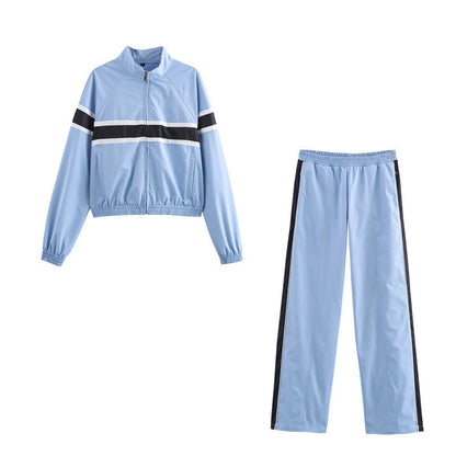 Dam Sportig Set Satin Jacka och Byxor-2