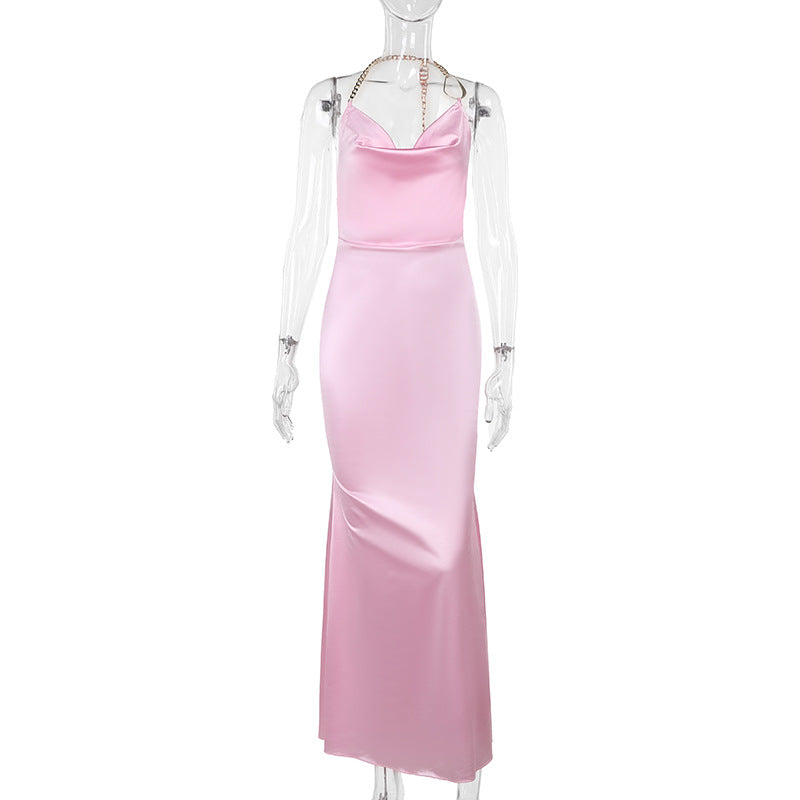 Variant image for Kvinnors Lång Aftonklänning Satin Elegant Smickrande Silhuett-1