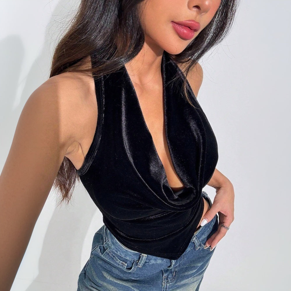 Dam Halterneck Crop Top Stretch Polyester-2