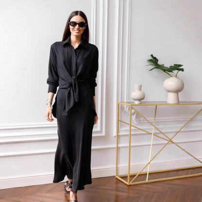 Variant image for Kvinnors Långärmad Skjorta Hög Delning Bomull-5