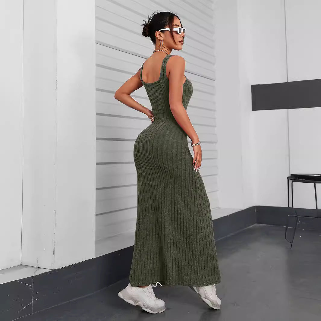 Dam Sommarklänning Ärmlös A-Line Polyester-4