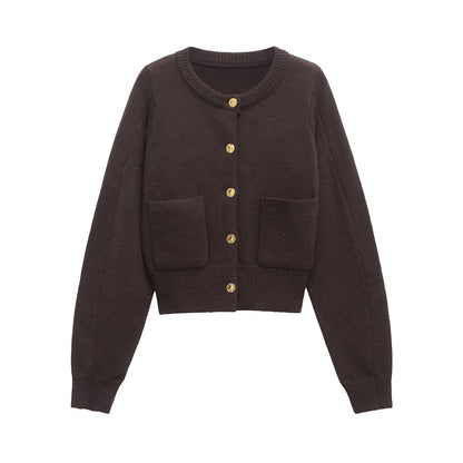 Variant image for Dam Lång Kofta Cardigan Mjuk Polyester med Rundhals och Knappdetaljer-1