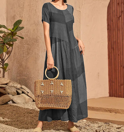 Kvinnlig Klänning Rutigt Casual Polyester-3