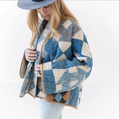 Dam Quiltad Jacka Lapptäcksmönster Polyester Bomull 2