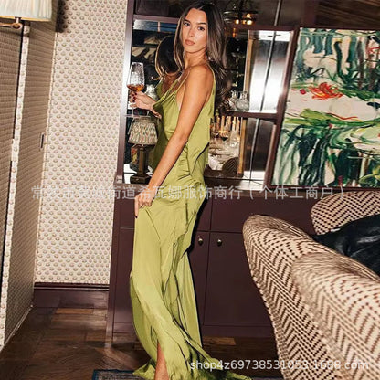 Kvinnors Aftonklänning Djup Halsringning Rüsch Detaljer Högkvalitativt Tyg-2