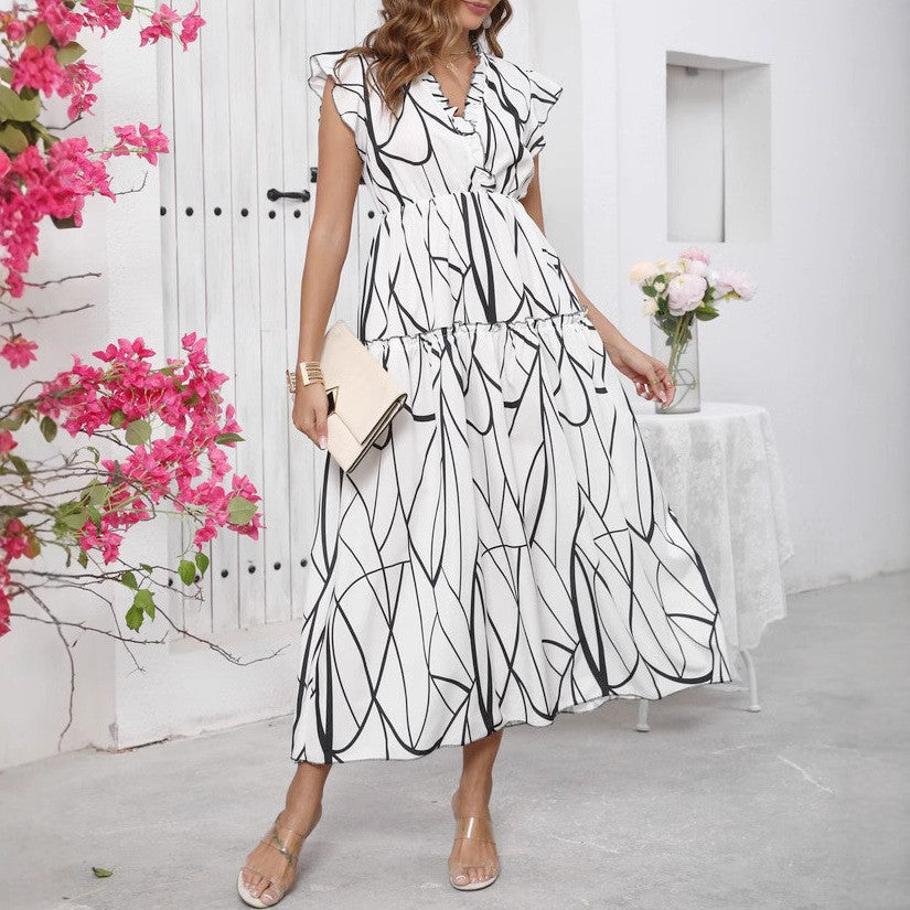 Variant image for Damklänning A-linjeformad V-hals Polyester Fina Dam Klänningar-1