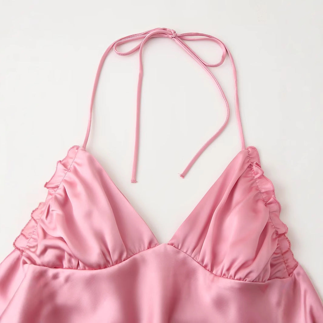 Damklänning Spaghetti Ärmös Polyester Medelhög Längd-4