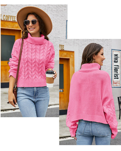 Dam Turtleneck Stickad Tröja Grovstickad Akryl-5