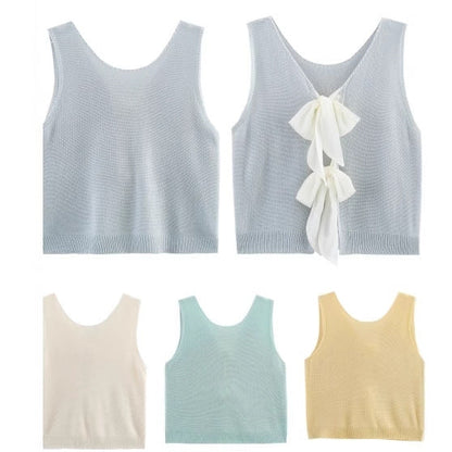 Kvinnors Stickad Topp Elegant Bomull med Fin Struktur 2