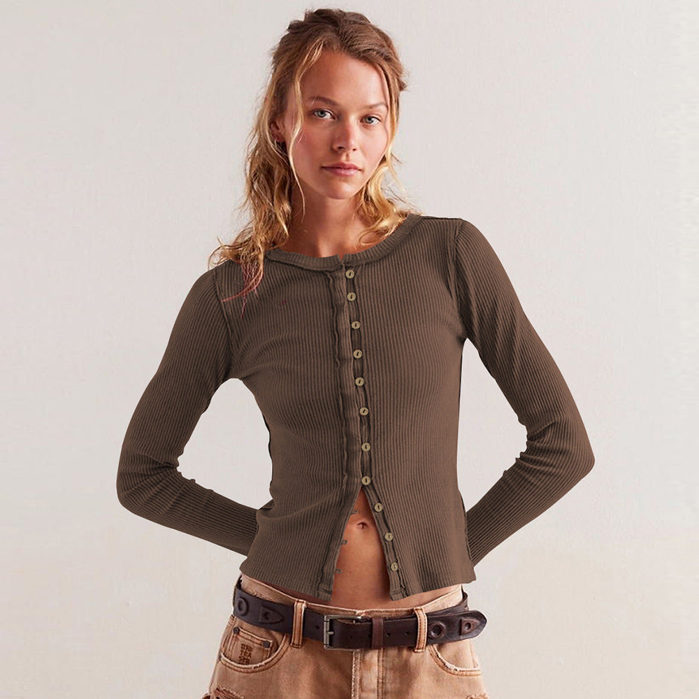 Variant image for Dam Knappkardigan Ribbstickad Viskos Spandex-17