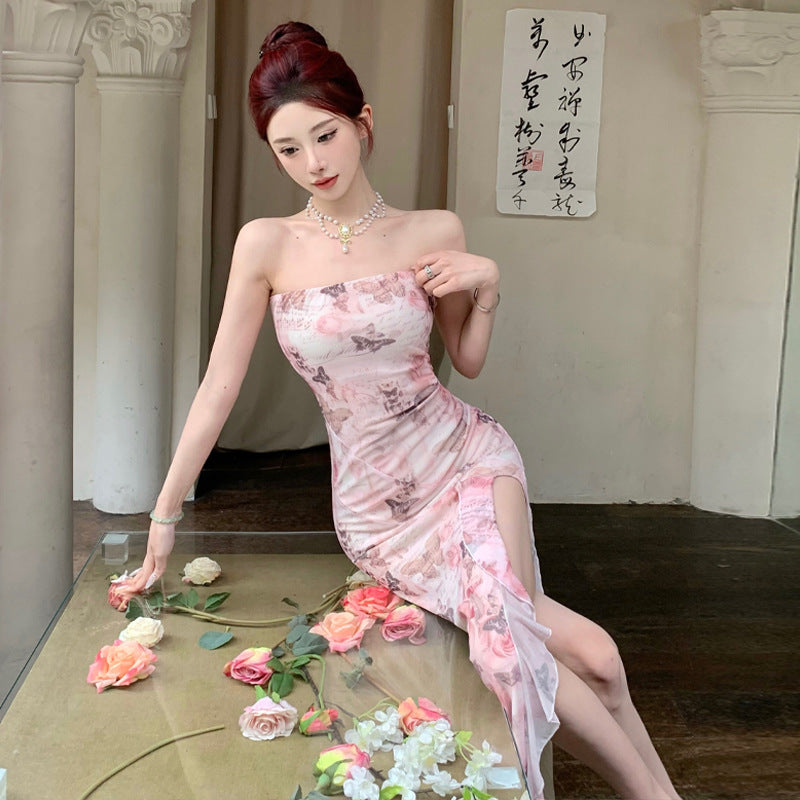 Kvinnors Bodycon Klänning Spets Polyester Elastan-4