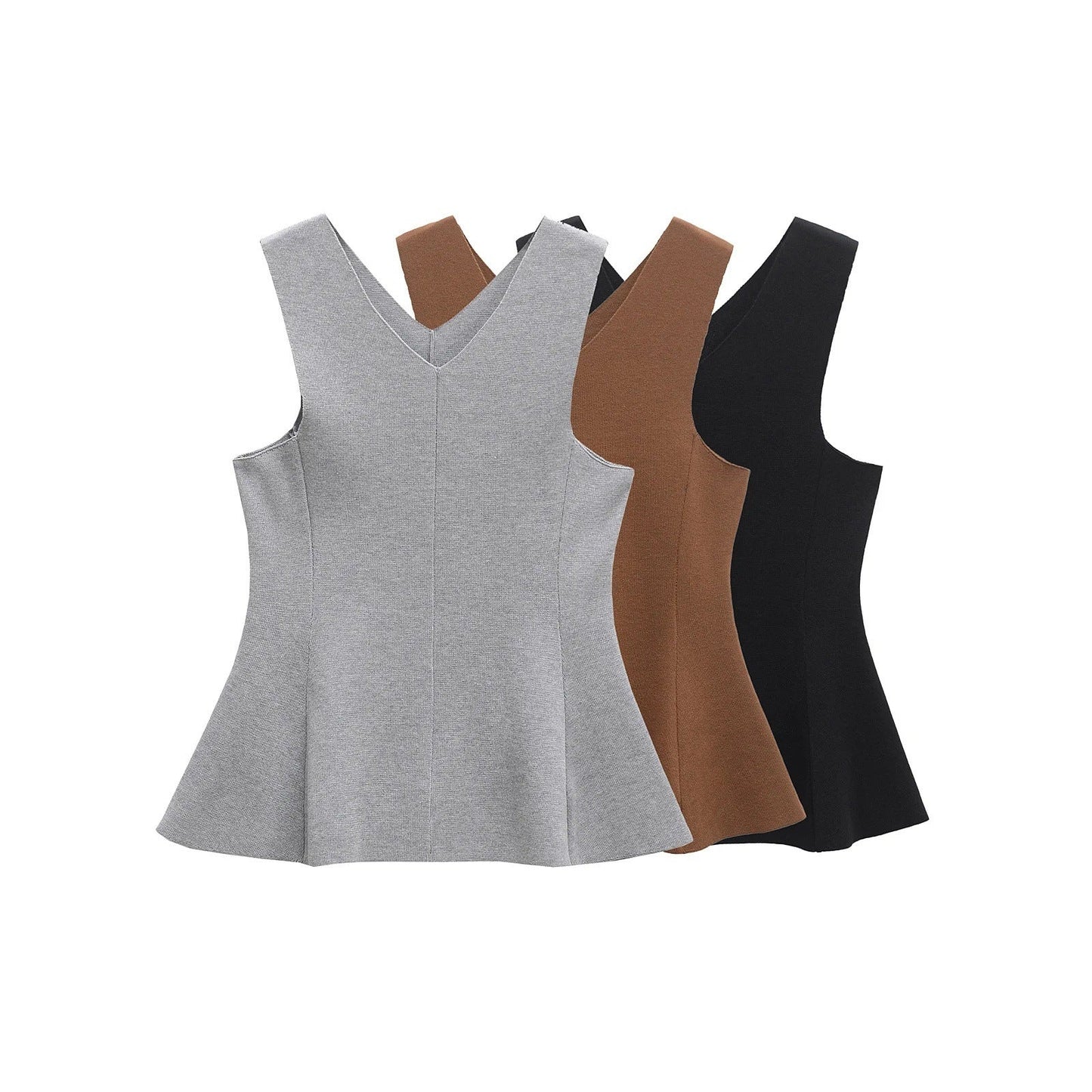 Kvinnors Asymmetrisk Topp V-ringning Peplum Mjukt Tyg-2
