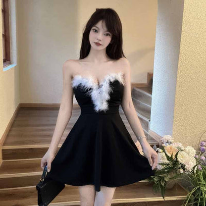 Variant image for Dam Festklänning Stropplös Kort Päls för Nyår och Julfester-7