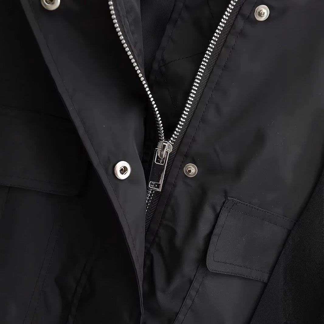 Damjacka Avslappnat Snitt med Fickor Andningsbart Material-4