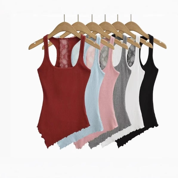 Kvinnors Asymmetrisk Topp Ribbad Struktur Elastiska Fibrer 6