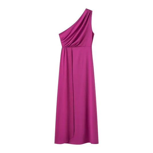 Maxi Klänning Dam Asymmetrisk Snitt Ljus Material 1