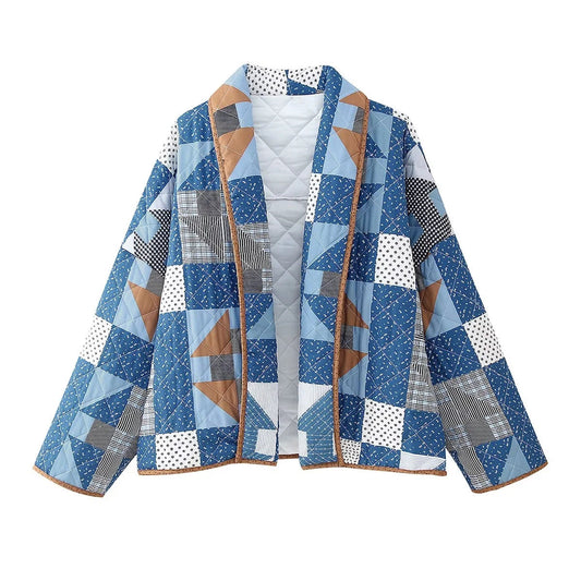 Dam Quiltad Jacka Lapptäcksmönster Polyester Bomull 1