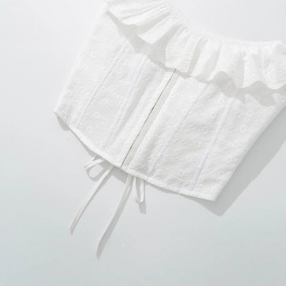 Kvinnors Festtop med Ruffle Detaljer i Andningsbart Material 5