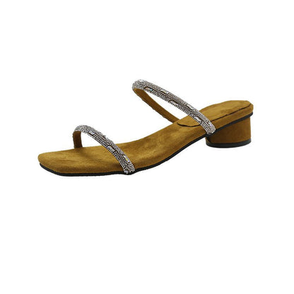 Dam Sandaler Slip-On Glittrande Remmar Blockhäl 10