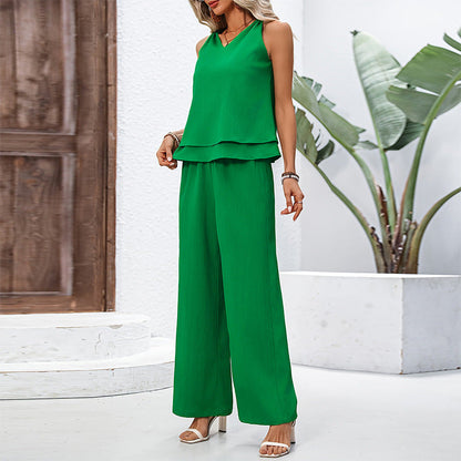 Dams Dubbelskiktstank och Bred Benbyxor Set i Polyester-3