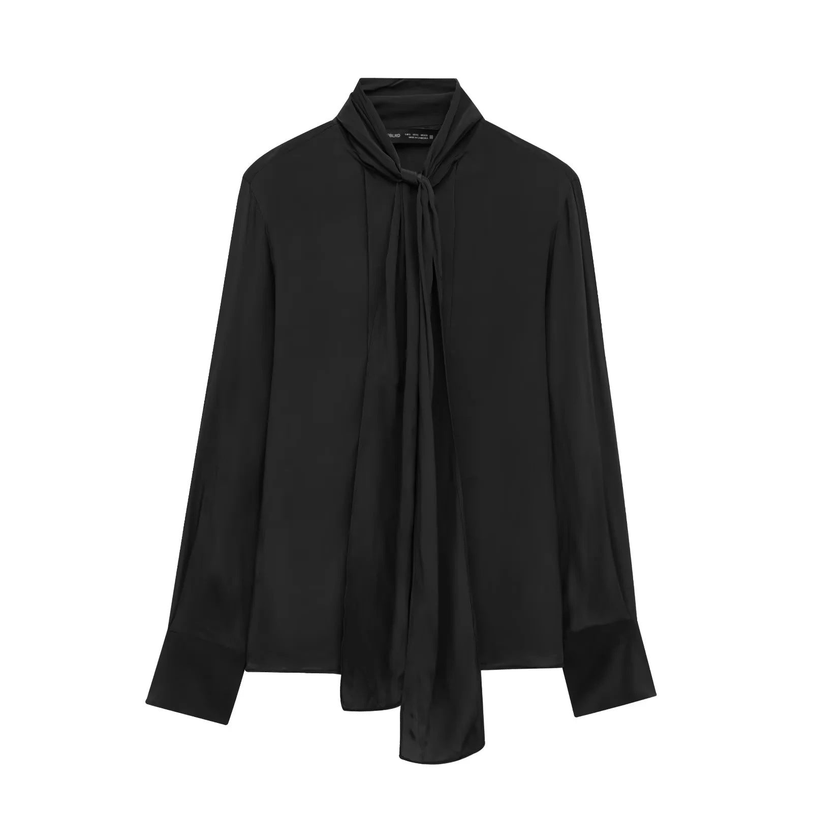 Dam Blus Slingdesign Mjuk Tyg Lång Ärmar V-hals-3