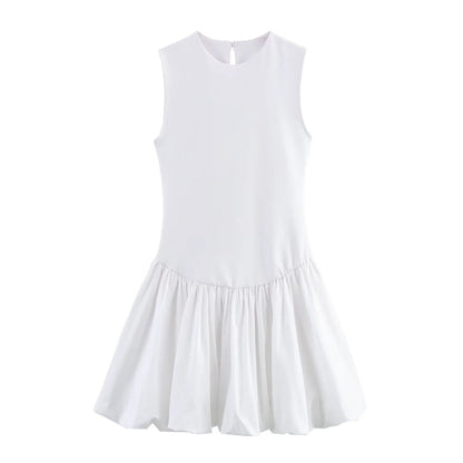 Kvinnors Ärm lös Klänning A-linje Voluminös Kjol Andningsbart Tyg 6