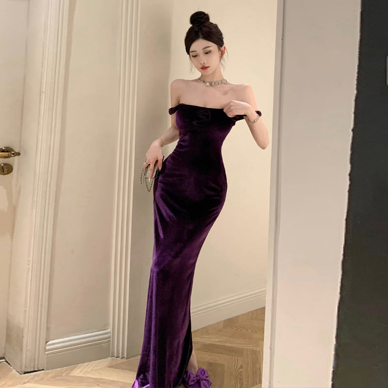 Dam Klänning Lång Blommig Ärmlös Polyester-2