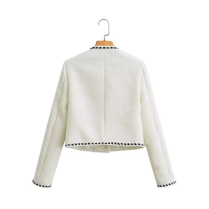 Damjacka Strukturerad Elegant Design med Puffärmar-2