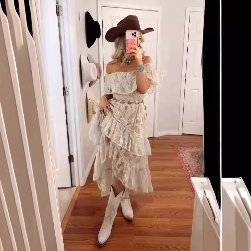 Damklänning Oregelbunden Lång Ärmlös Spandex med Plisseringar-4