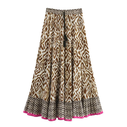 Kvinnors Midi Kjol och Skjorta Färgblock Polyester-4