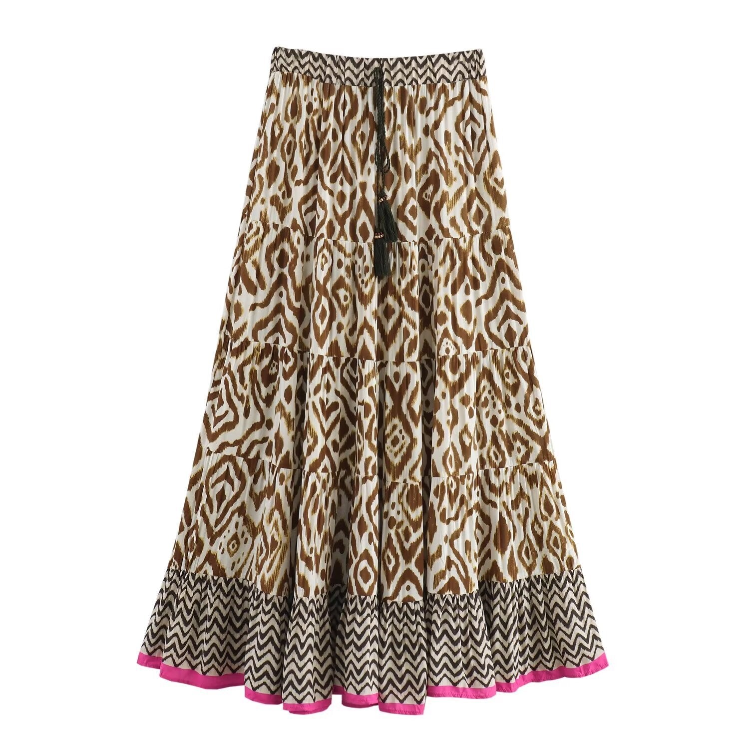 Variant image for Kvinnors Midi Kjol och Skjorta Färgblock Polyester-5