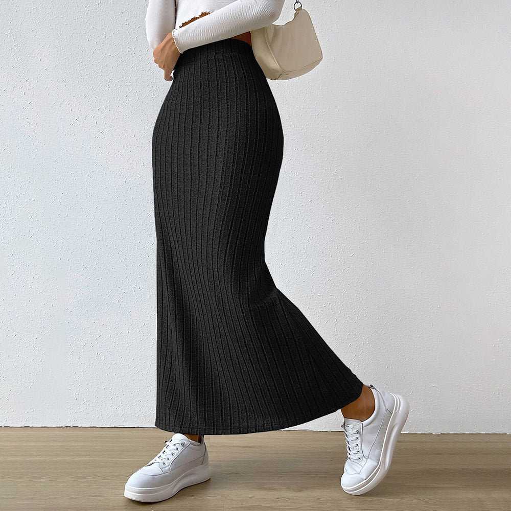 Kvinnors A-linjekjol Hög Midja Polyester Minimalistisk Design-5