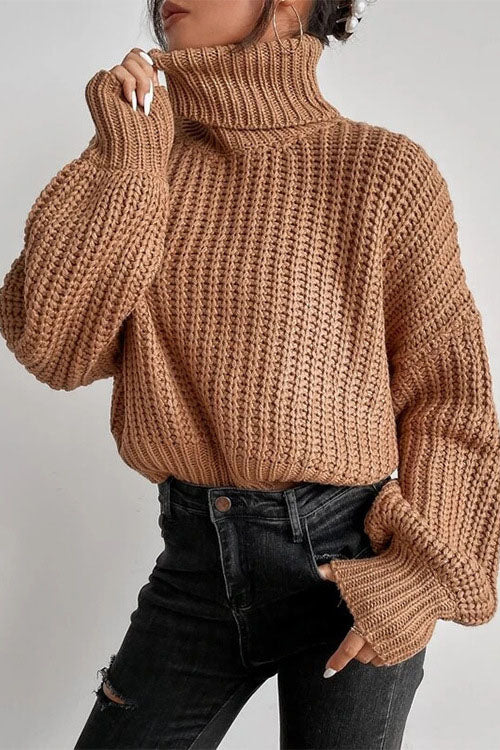 Dam Turtleneck Tröja Vadderad Akryl Elegant Minimalistisk Stil-3