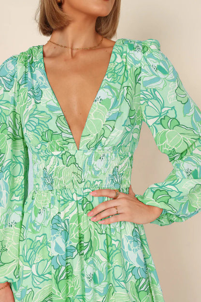 Långärmad A-linjeformad Klänning i Polyester med Tryckt Mönster – Elegant och Bekväm för Vardagsbruk och Fest 6