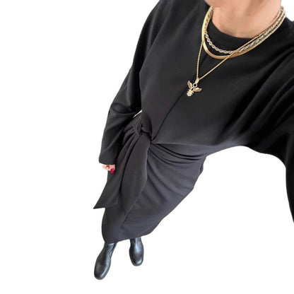 Dam Midiklänning Slim-Fit Rund Halsringning Polyester-6