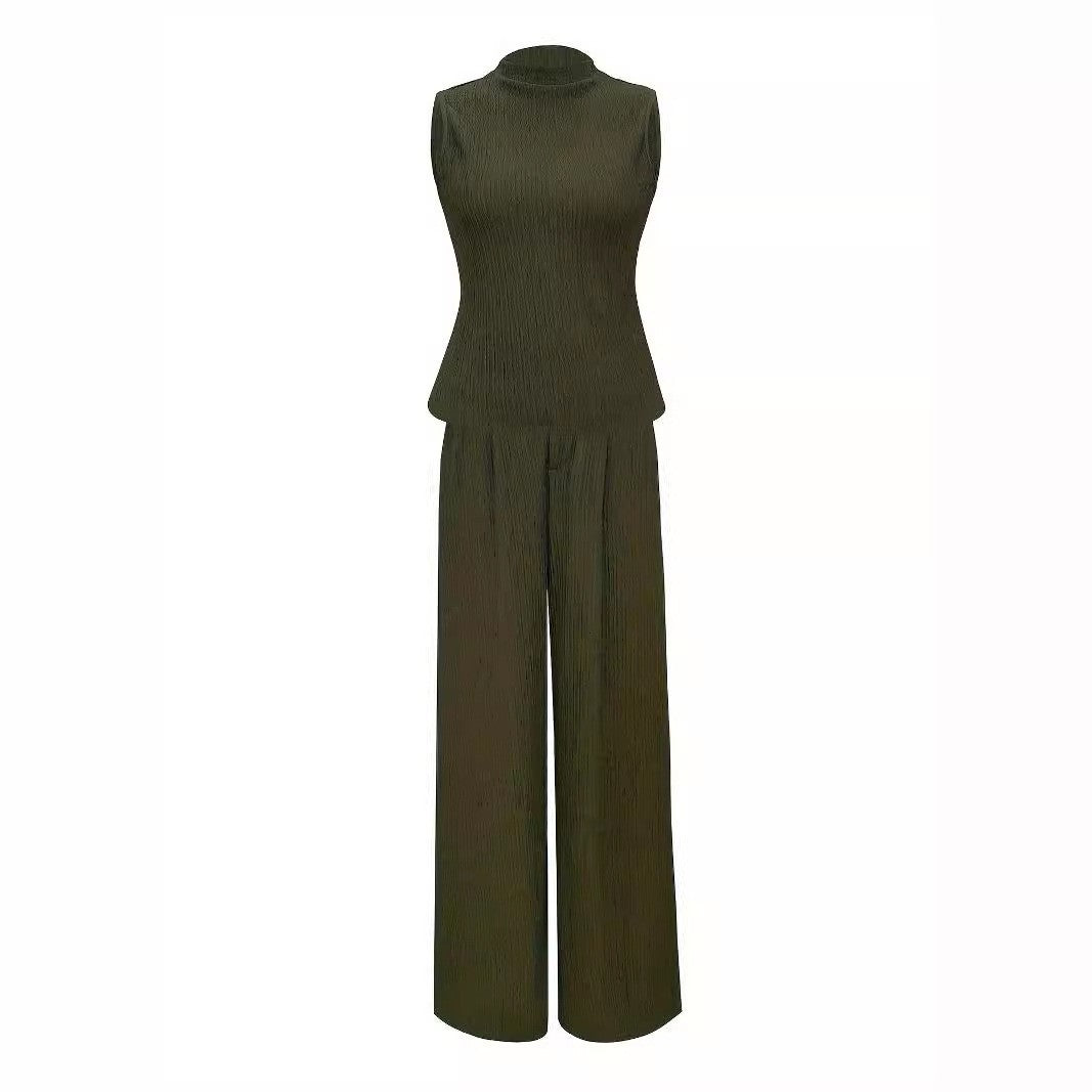 Kvinnors Jumpsuit Höghalsad Ribbad Elastisk Tyg 1