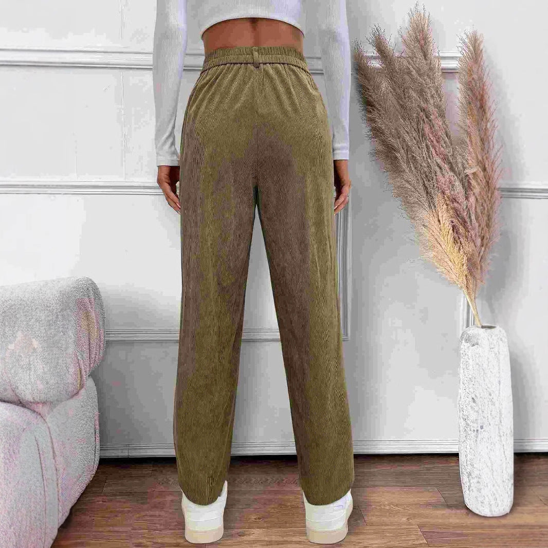 Elegant Midjiga Buntbyxor i Sladdmaterial för Kvinnor – Bekväm och Stilren Design med Sidfickor 3