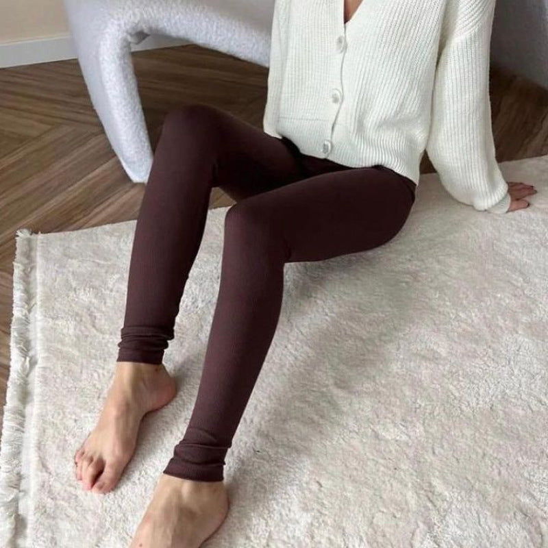 Dam Leggings Högmidjade Ribbad Struktur Andningsbart Tyg 9