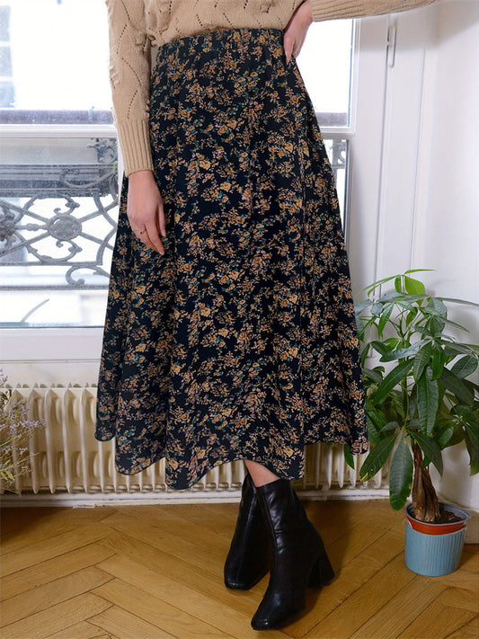 Kvinnor Maxirock Blommig Design Flödande Tyg 1